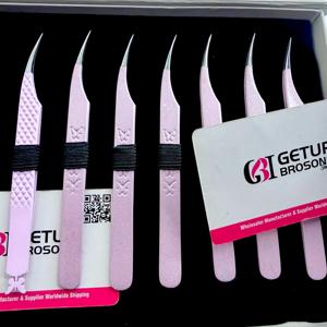 แหนบต่อขนตาปลายไฟเบอร์ สีชมพูพิมพ์ลายผีเสื้อ เคลือบสีฝุ่น ทนทาน ทำจากสแตนเลส สั่งทำได้ - Product Image 4