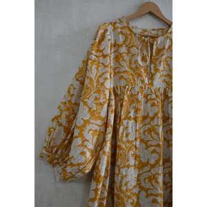 Vestido Maxi de Verano de Algodón con Estampado Floral Hecho a Mano, Lavable, Ligero, con Cuello Profundo, para Vacaciones, para Mujer - Product Image 2