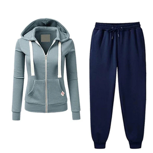 Women Solid Color Hooded Tracksuit Set Full Zipper Casual <b>Joggers</b> With Side Pockets Autumn Wear <b>Polyester</b> Material - Product Image 6