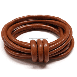 RelianceLeather Products <b>Turquoise</b> Genuine Leather Stitched Cord Bracelet Customizable Jewelry Accessories with Charm - Product Image 3