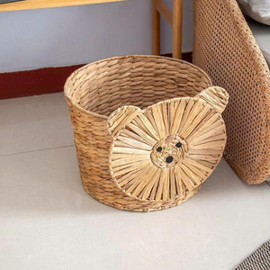 Práctica Cesta de Almacenamiento de Jacinto de Agua con Forma de León para Niños, Hecha a Mano, Sostenible, Multifuncional, con Diseño Bonito, Organizador de Juguetes - Product Image 5