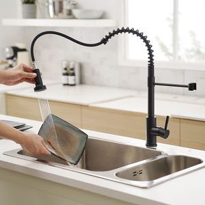 Rubinetto da Cucina Commerciale Monocomando Nero con Doccetta Estraibile per Lavello - Product Image 6