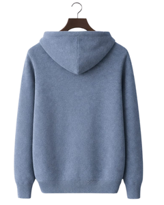 Sudadera con Capucha Personalizada para Hombre, Color Azul Claro, Tejido de Punto, Cierre de Tres Botones, Mezcla de Algodón Suave, Cálida para Invierno, Estilo Casual Urbano, OEM Personalizado - Product Image 5