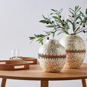 Capiz Shell <b>Vase</b> <b>Set</b> Mother Of Pearl Decorative <b>Vases</b> Coastal Style Flower <b>Vase</b> Accent For Living Room Table Home Decor Display - Product Image 1