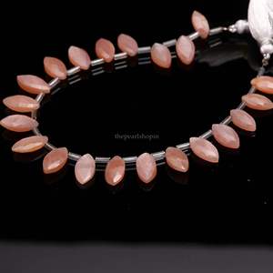 Cuentas facetadas de piedra lunar melocotón AAA, cuentas de piedra lunar melocotón natural con perforación lateral, 7x12-8x13MM para la fabricación de joyas - Product Image 5