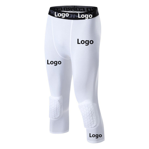 Pantalones de compresión para baloncesto para hombre con rodilleras de panal, anticolisión, para correr, deporte, fitness, entrenamiento, leggings 3/4 - Product Image 1