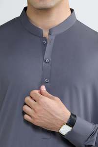 <b>Men's</b> Solid Color <b>Kurta</b> Pajama Set Ankle-Length Regular Fit Traditional Indian Pakistani Clothing Polyester Casual Wear For <b>Men</b> - Product Image 5