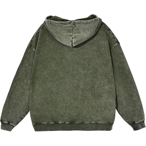 เสื้อฮู้ดดี้ผู้ชายสไตล์วินเทจ ผ้าเทอร์รี่หนานุ่ม ซิปหน้าพร้อมโลโก้สั่งทำพิเศษ ทรงโอเวอร์ไซส์ ผ้าฝ้าย 100% รับผลิตแบบ OEM - Product Image 3