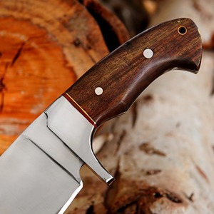 Cuchillo Bowie hecho a mano de acero con alto contenido de carbono, punta caída, grado industrial/DIY, con mango de madera y funda de cuero, 12 pulgadas - Product Image 2