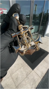 Pendentif Crucifix Ancore Jésus Chrétien en Or Blanc 10K et Or Jaune Certifié IGI de Haute Qualité, Style Rétro Hip Hop Marine, Vente en Gros - Product Image 3