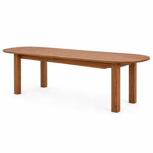 Modern Minimalist <b>Solid</b> Teak <b>Wood</b> <b>Dining</b> <b>Table</b> Set with <b>Round</b> Top Architectural Spine Base Design for Apartment Hotel & School - Product Image 3