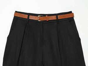 Pleated <b>Skorts</b> With Belt Solid Color And Dot Pattern Casual Summer <b>Women's</b> Shorts Mid Waist Regular Fit Breathable Polyester - Product Image 3