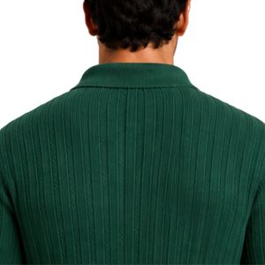 Suéter Polo de Punto Acanalado Verde Bosque, Manga Larga, Cuello con Botones, Informal, Suave y Cálido para Invierno, Personalizable con Logotipo Premium para Hombre - Product Image 3