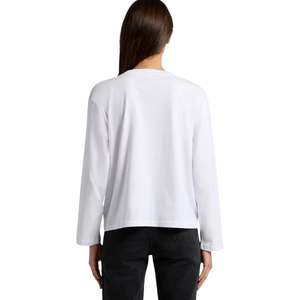 <b>Womens</b> O Neck Long Sleeve T Shirt Loose Fit Small Chest Print Clean <b>Back</b> Casual Wholesale Custom OEM Cotton Jersey Tee Shirt Top - Product Image 2