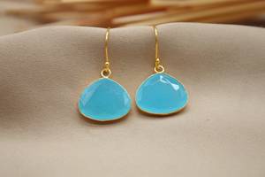 ต่างหูเงินแท้ 925 ประดับพลอยอะความารีน ชุบทอง ทำด้วยมือ ได้รับการรับรองจาก IGI เหมาะสำหรับงานปาร์ตี้ของผู้หญิงและเป็นของขวัญวันแม่ - Product Image 3