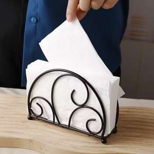 Support décoratif pour mouchoirs en métal, antidérapant, facile à transporter, support décoratif pour serviettes, noir, revêtement poudré - Product Image 2