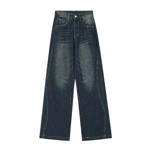 Pantalon en jean streetwear personnalisé de haute qualité, délavé à l'acide, effet soleil, style baggy, décontracté, pour homme - Product Image 1