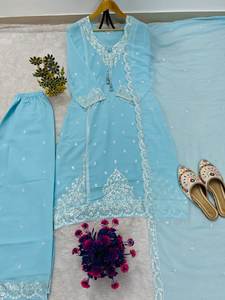 Salwar Kameez de Diseño con Bordado de Lentejuelas en Tela Georgette Fox Pesada, Top Reversible para Fiesta, Zain Exports, Casual para Todas las Estaciones - Product Image 5