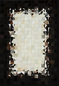 Tapis rond en patchwork de peau de vache, style moderne, avec dos antidérapant en caoutchouc, décoration de salon - Product Image 4