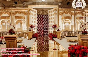 Fijian-decoración de boda con tema abierto, decoración de boda con Rani Mandap dorado, para escenario - Product Image 4