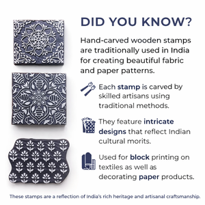 Bloques de impresión de madera tallados a mano y grabados, reutilizables, para estampado textil, DIY, henna, artesanía india, con patrones florales de Sheesham - Product Image 6
