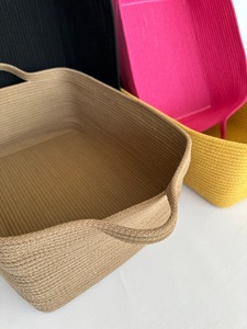 Multi Purpose Colorful Macrame Baskets Perfect For Makeup Skincare And Kitchen <b>Tabletop</b> Organizer And Decorative <b>Storage</b> - Product Image 3