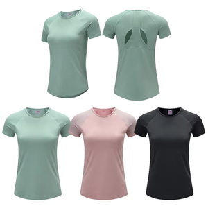 Women's Short Sleeve <b>Raglan</b> T-Shirt Crew Neck Solid Color Quick Dry Breathable Slim Fit Sporty Knitted <b>Top</b> Spring Summer - Product Image 1