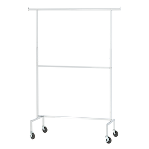 Portable metal Clothing <b>Rack</b> With <b>Wheels</b> Minimalist Design Single Tier Storage Holder For Wardrobe Use - Product Image 1