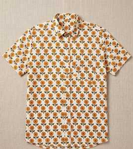 เสื้อเชิ้ตผ้าฝ้ายลายดอกไม้ผู้ชายแขนสั้นคอปกติดกระดุมสวมใส่สบายๆในฤดูร้อนเสื้อเชิ้ตพิมพ์ลายน้ำหนักเบา - Product Image 3