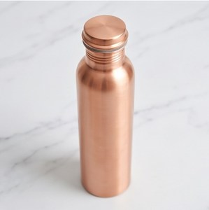 Copper <b>Water</b> Bottle with Screw-On Cap Reusable Metal Flask for <b>Hot</b> and Cold Beverages - Product Image 1