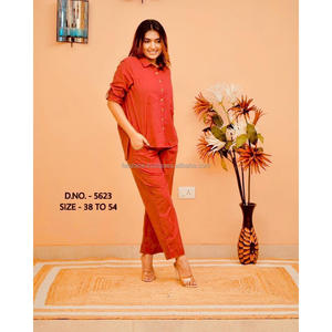 Beautiful Heavy Cotton Slub / Cotton Flex (खादी) Best Quality Fabric Cordset ( Short Length Shirt - 29”) With <b>Wooden</b> <b>Buttons</b> & L - Product Image 2