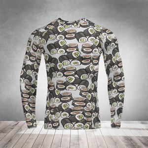 Sublimation Printed Breathable Rash Guard Stretchy Long Sleeve Compression Top Adults BJJ Martial Arts <b>Grappling</b> Fitness - Product Image 1