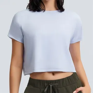 Camiseta Corta de Mujer de Alta Calidad, 240 GSM, Cuello Redondo, 100% Algodón, Holgada, con Logotipo Personalizado, Ecológica, para Entrenamiento - Product Image 3