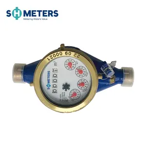 DN15-DN50 contatore dell'acqua multigetto con uscita meccanica in ottone misuratore dell'acqua a impulsi ISO 4064B