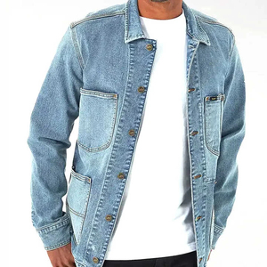 Men's Solid Color <b>Denim</b> <b>Jacket</b> Classic Button Front Durable Casual Outerwear <b>Lightweight</b> Layering <b>Jacket</b> for Men - Product Image 3