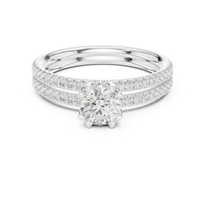 แหวนเพชรทรงกลมทองคำขาว 14K เพชรเพาะเลี้ยงสำหรับผู้หญิง สวมใส่ได้ทุกวัน เพชรเพาะเลี้ยงใหม่ - Product Image 3