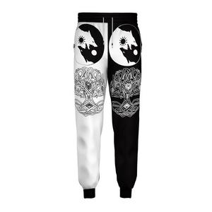 Men's Printed Sweatpants Black <b>White</b> Yin Yang Pattern Elastic Waist Casual <b>Joggers</b> Sublimation Design Midweight Cotton Pants - Product Image 2