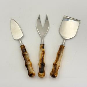 Juego de Queso Plateado Mate con Mango de Resina, Diseño Real, Juego de Cubiertos para Mesa de Comedor, Cuchillos para Queso, Rebanador de Queso de Acero Inoxidable - Product Image 2