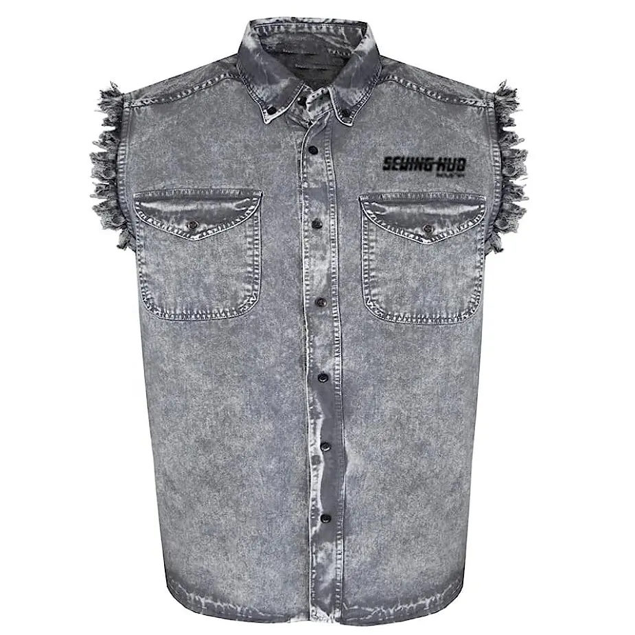 Mens Biker Equitação Cinza Algodão Cut Off Metade Camisa Sem Mangas Desgastadas Homens Clothing Store