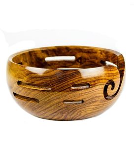 AZ ENTERPRISES Wood Yarn Bowl Round Simple Design Portable 15cm for Hand Knitting Durable <b>Craft</b> Supply - Product Image 5