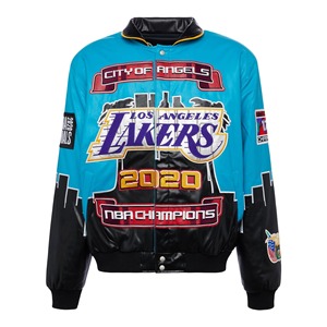 เสื้อแจ็คเก็ตหนังแท้กันลมแบบรักษ์โลกสำหรับสตรีทแวร์ ทีมแอลเอ เลเกอร์ส แชมป์เปี้ยนชิพ 2020 - Product Image 1
