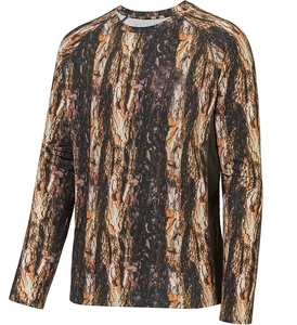 เสื้อแรชการ์ดแขนยาวลายพรางสำหรับผู้ชาย พิมพ์ลายแบบ Heat-Transfer ระบายอากาศได้ดี UPF50+ แห้งเร็ว ผลิตจากโพลีเอสเตอร์ เหมาะสำหรับกิจกรรมกลางแจ้งและตกปลา - Product Image 1