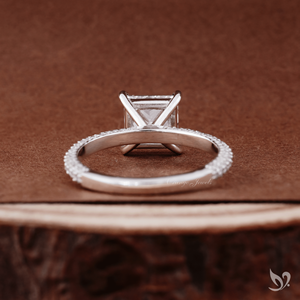 2CT Princess Cut Lab Grown Diamond <b>Ring</b> Bold Square Engagement <b>Ring</b> Three Row Pave Band 10K White Gold Statement <b>Ring</b> - Product Image 2