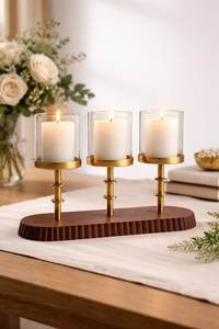 Unique Design Wood <b>Tea</b> Light Holder Set Square Shape Home Decoration Candle <b>Stand</b> With Two Candles For Indoor Use Candle Jar - Product Image 3