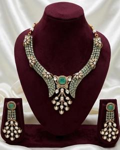 Collar de Lujo con Aretes para Fiesta, con Diamantes de Engaste Nano de Calidad Premium, Pulido Mehendi, Moissanita, Kundan, Polki, Circonita Cúbica y Zirconia - Product Image 3