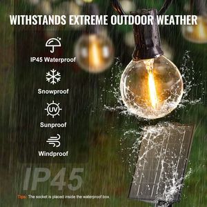 Luci Solari a Stringa per Esterni Dimmerabili 100FT 2700K Bianche con Telecomando Impermeabili Lampadine LED G40 Corpo in PVC - Product Image 5
