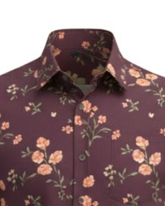 Camisa de Vestir Personalizada para Hombre con Estampado Floral Color Ciruela, Corte Entallado, Botones, Manga Larga, Informal, para Fiesta, Mezcla de Algodón, Hecha a Medida, OEM - Product Image 5