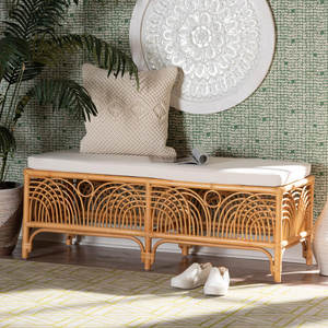 Mezcla de poliéster Banco de ratán tapizado Muebles de patio con estilo para decoración al aire libre - Product Image 6