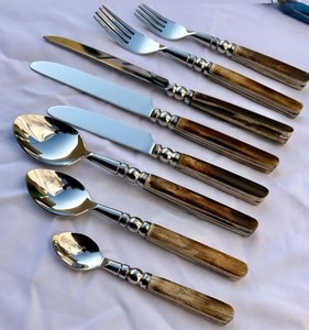 American Style 18/<b>8</b> Stainless Steel Resin Handle Flatware <b>Set</b> 4pcs Durable Mirror Polish Reusable Home decor <b>Dinnerware</b> <b>set</b> - Product Image 2