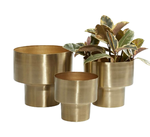 Juego de 3 macetas de hierro chapadas en oro de alta tendencia para jardín colgante exterior e interior y decoración de sala de estar. - Product Image 5